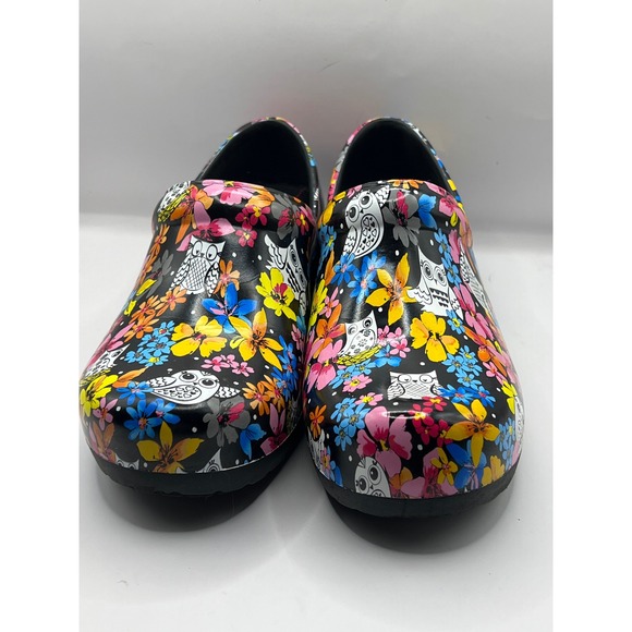 ANYWEAR Women's Clogs Shoes Floral Owls Print Nursing Work Comfortable Slip On 8 - Picture 1 of 8